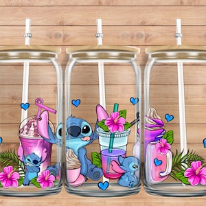Stitch coffee cups libbey glass png, Stitch libbey wrap png, coffee cups libbey glass png, sublimation png design downloads