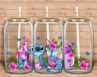 Coser tazas de café libbey glass png, Stitch libbey wrap png, tazas de café libbey glass png, sublimación png diseño descargas