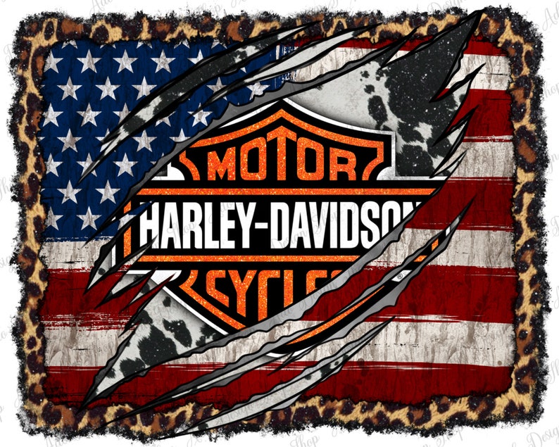 Harley Davidson USA Flag Design Motorcycle PngWestern | Etsy