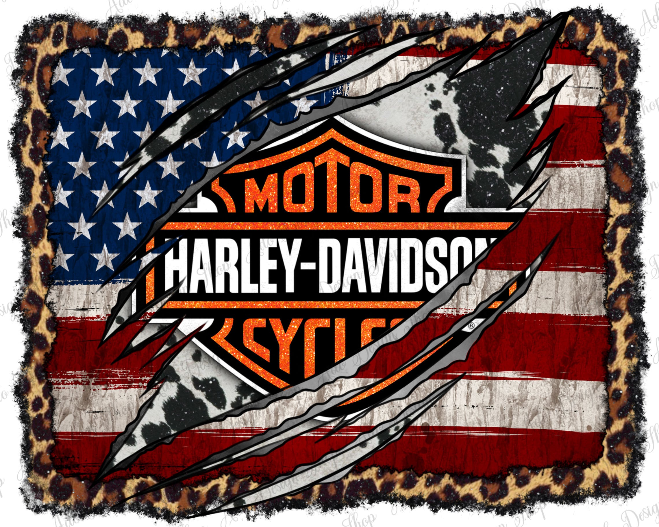 Harley Davidson USA Flag Design Motorcycle PngWestern Etsy