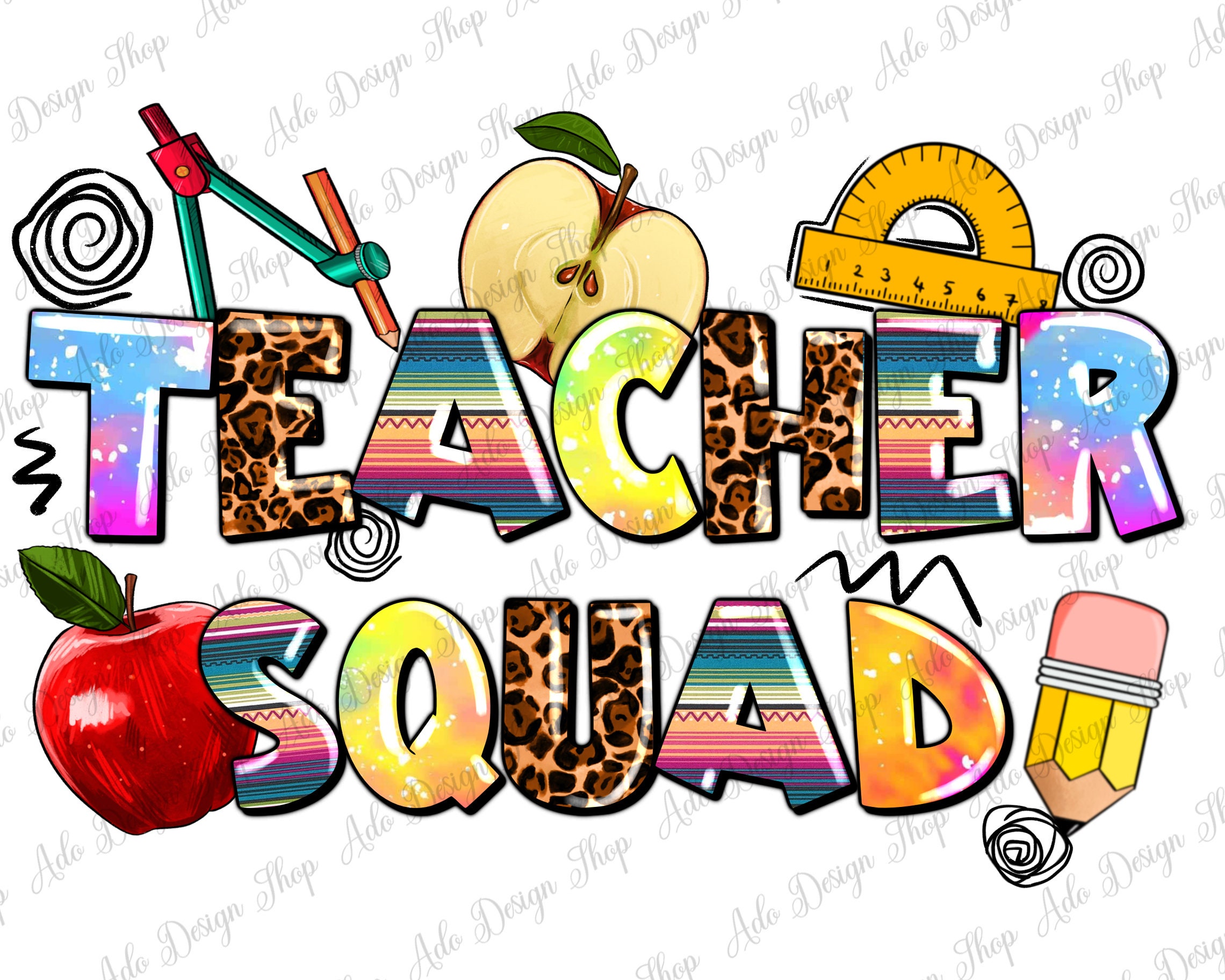 Teacher Squad Png Sublimation Design Download, Back to School Png ...