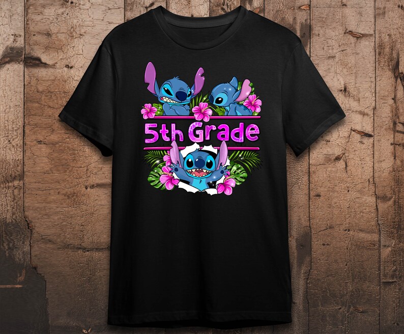 Flower Stitch 5e leerjaar png sublimatie ontwerp download, terug naar school png, vijfde leerjaar png, schattige steek png, sublimeer ontwerpen download afbeelding 3