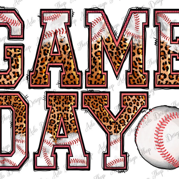 Baseball Leopard Game Day Png Sublimation Design, Game Day Png, Baseball Game Day Png, Game Season Png, Baseball Png, Instant Download