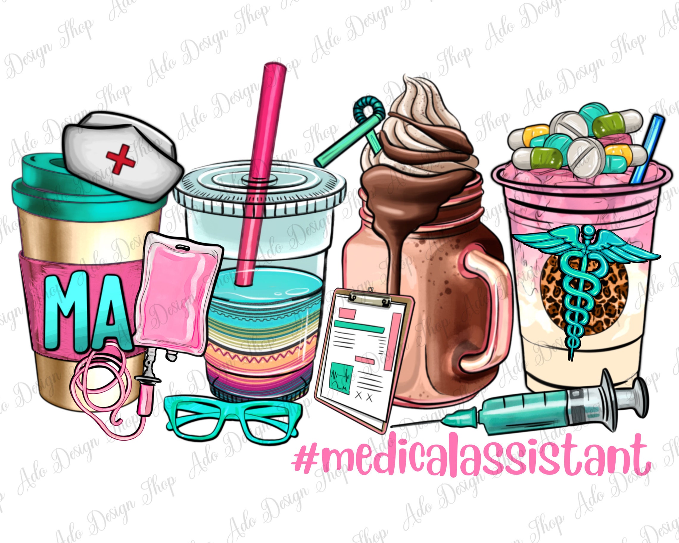 MA Medical Assistant Coffee Cups Png Sublimation Design Etsy