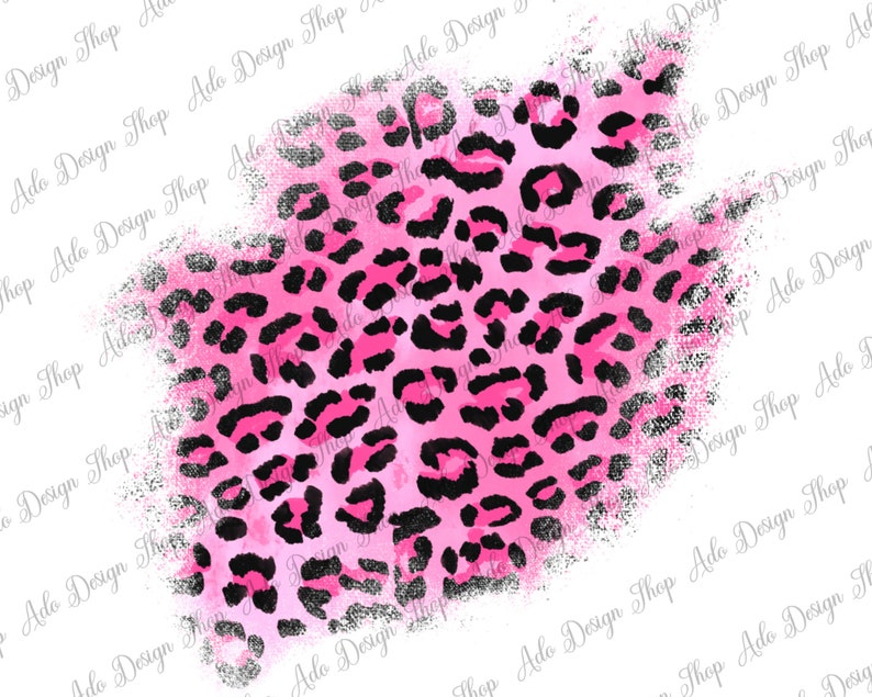 May include: Pink and black leopard print with a watercolor effect and a distressed edge.