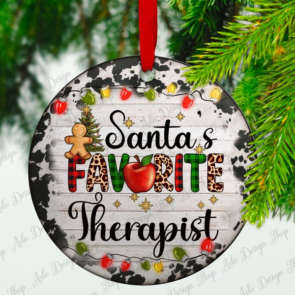 Santa's favorite Therapist Ornament png sublimation design download, Christmas png, Therapist ornament png, sublimate designs download