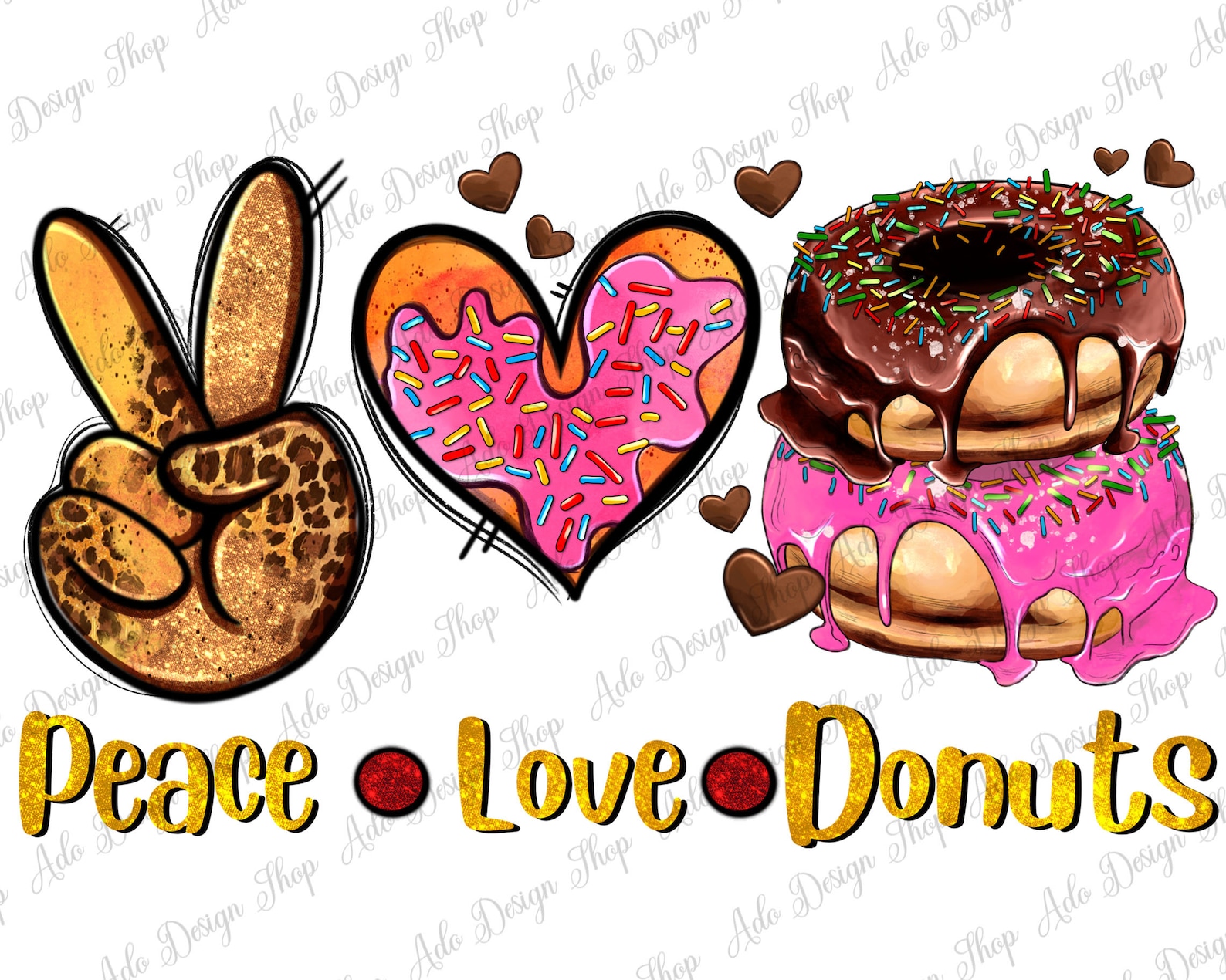 Peace Love Donuts Png Sublimation Design Peace Love Donuts Etsy