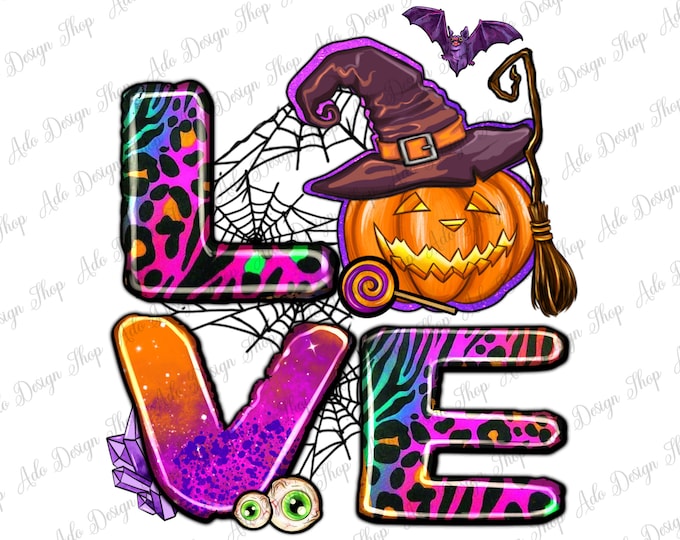 Halloween Love Png Sublimation Design Download, Happy Halloween Png ...