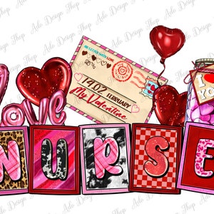 Enfermera del día de San Valentín png sublimación diseño descargar, Feliz San Valentín png, Enfermera vida png, Enfermera png, sublimar diseños descargar
