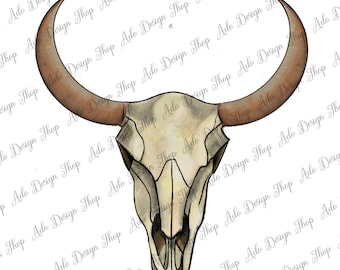 Western Bull Skull PNG, Sublimation Design Png, Bull Skull Png, Western Bull Skull Png, Png Sublimation Design,Instant Download