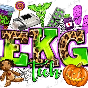 Halloween EKG Tech download del design di sublimazione png, Tecnico EKG png, EKG occidentale png, Happy halloween png, download di disegni sublimati
