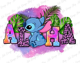 Aloha Stitch png sublimation design download, hand drawn Stitch png, cute Stitch png, summer vibes png, sublimate designs download