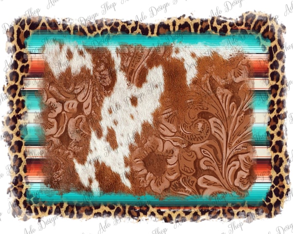 Leopard Serape Cowhide Tooled Leather Distressed Background Png