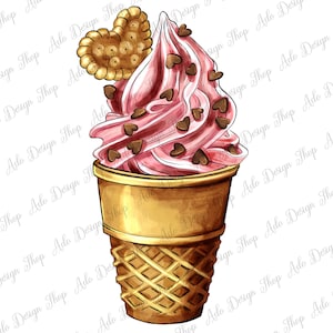 Ice Cream Png Sublimation Design, Ice Cream Png, Street Food Png, Street Dessert Png,Heart Ice Cream Png,Ice Cream Love Png,Instant Download