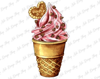 Ice Cream Png Sublimatie Ontwerp, Ice Cream Png, Street Food Png, Straat Dessert Png, Hart Ice Cream Png, Ice Cream Love Png, Instant Download