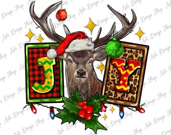 Gioia con renna png design a sublimazione, renna di Natale png, gioia di Natale png, buon natale png, natale renna png, download istantaneo