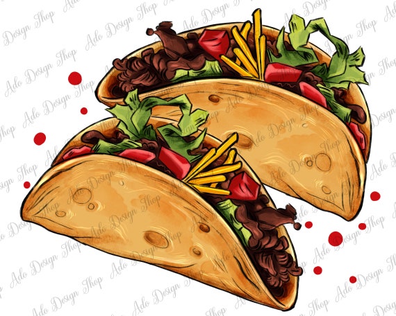 Diseño png de fondo de taco mexicano taco mexicano png - Etsy España
