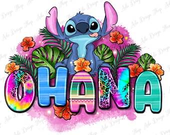 Descarga de diseño de sublimación de Ohana png, puntada dibujada a mano png, puntada linda png, puntada floral png, descarga de diseños sublimados