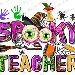 Spooky Teacher png sublimation design download, Happy Halloween png, spooky vibes png, western Teacher png, sublimate designs download