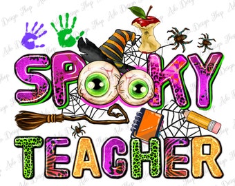 Spöklik lärare png sublimeringsdesign nedladdning, Glad Halloween png, spöklika vibbar png, westernlärare png, sublimerade designer nedladdning