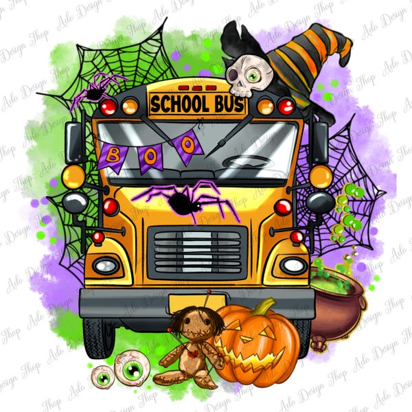 Halloween school bus png sublimation design download,Happy Halloween png,spooky season png, spooky school bus png,sublimate designs download