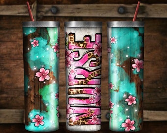 Pink Floral Nurse With Flowers 20oz Skinny Tumbler Sublimation Design, Nurse Tumbler Png, Nurse Life Png, Western Nurse Png,Digital Download
