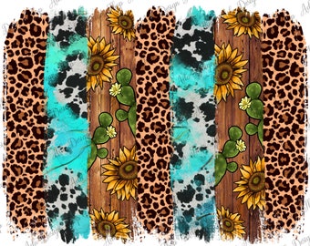 Pinceladas ocidentais Png, Pinceladas de couro de leopardo de girassol Png,Cactus Png, Leopard Png, Clipart Png, Pinceladas Png,Download instantâneo