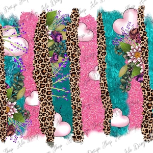 Turquoise Leopard and Flowers Brushstrokes Png,Colorful Brushstrokes,Leopard Brushstroke Png,Valentine&#39;s Day Brushstroke,Digital Download