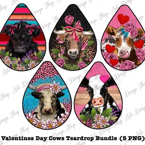Valentines Day Cow Teardrop Bundle Png, Western Png Downloads, Valentines Day Png, Love Cows Bundle Png Sublimation Designs, Vday&#39;s Cow Png