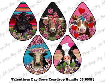 Valentines Day Cow Teardrop Bundle Png, Western Png Downloads, Valentines Day Png, Love Cows Bundle Png Sublimation Designs, Vday's Cow Png