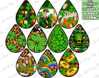 St. Patrick&#39;s elements teardrop earrings png sublimation design download, St. Patrick&#39;s day png, sublimate designs download
