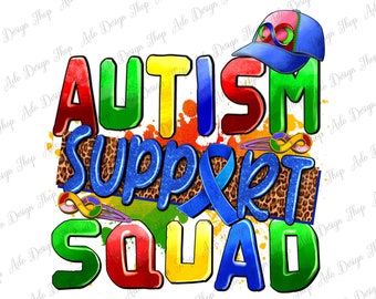 Autism support squad png sublimation design download, Autism Awareness png, Autism ribbon png, Autism png, sublimate designs download