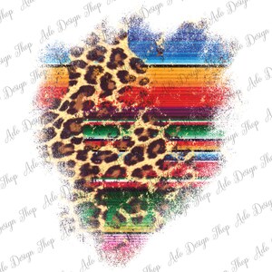 May include: A digital illustration of a leopard print design with a colorful striped pattern underneath. The design has a distressed, vintage look.