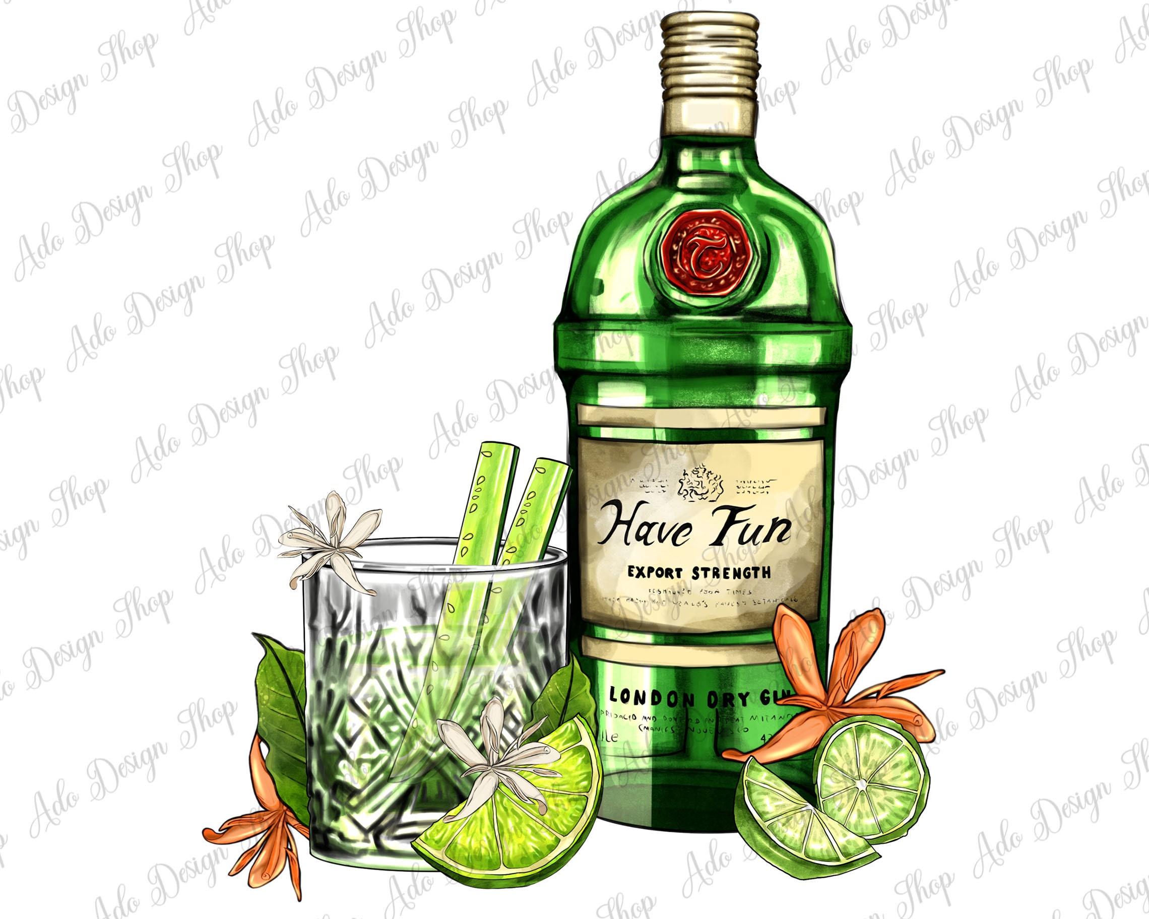 Gin Tonic Bottle and Cocktail Png Sublimation Design Gin Png Etsy UK