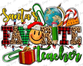 Jultomtens favoritlärare png sublimeringsdesign, god jul png, jullärare png, lärare png, semester png, digital nedladdning