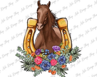 Floral Horse Horseshoe Png Sublimation Design, Horse Horseshoe Png, Floral Horseshoe Png, Horseshoe Png, Horse Png, Instant Download