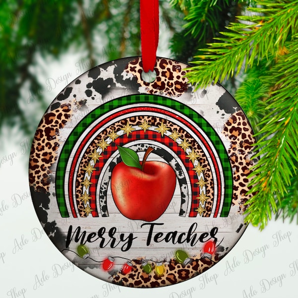 Merry Teacher Ornament Png, Christmas Sublimation, Teacher Png, Xmas Ornament Png, Png Sublimation Designs, Instant Download