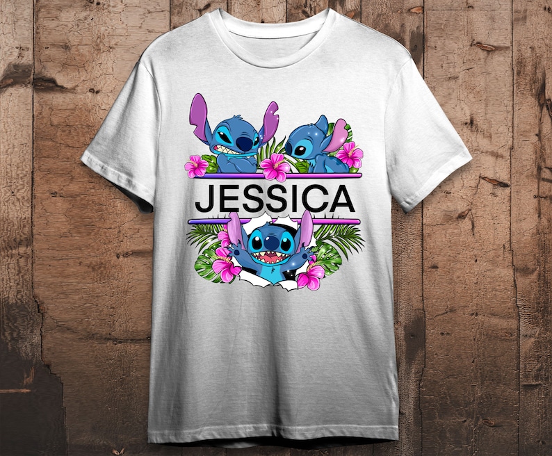 Personalized floral Stitch png sublimation design download, custom name Stitch png, cute Stitch png, sublimate designs download image 2