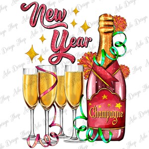 Christmas New Year Champagne Png Sublimation Design, Champagne Png, Alcohol Png, Christmas Cocktail Png, Champagne Clipart, Digital Download
