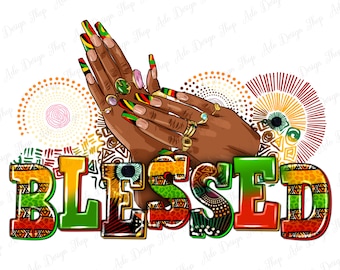 Blessed afro woman hands png sublimation design download, png, black queen png, afro woman nails png, black woman png, sublimate download