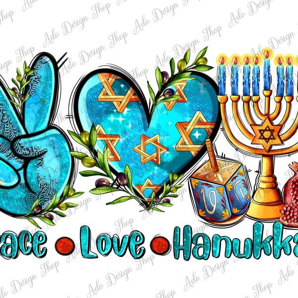 Peace Love Hanukkah Png Sublimation Design, Happy Hanukkah Png, Hanukkah Png, Hanukkah Clipart, Jewish Sublimation Design, Instant Download