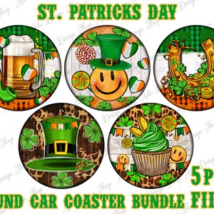 St. Patrick&#39;s coaster bundle png sublimation design download, St. Patricks png, St. Patricks coaster bundle png, sublimate designs download