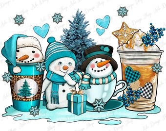 Winter Schneemann Kaffeetassen png Sublimation Design download, Frohe Weihnachten png, Happy New Year png, Winter Vibes png, sublimate download