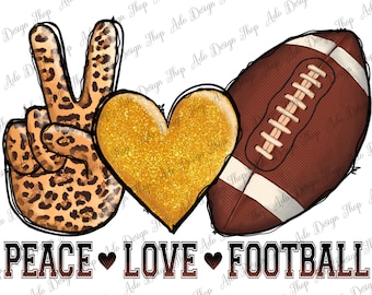 Peace Love Football Png Sublimation Design, Peace Love Football Png, Football Png, Love Football Png, Leopard Peace Png, Instant Download