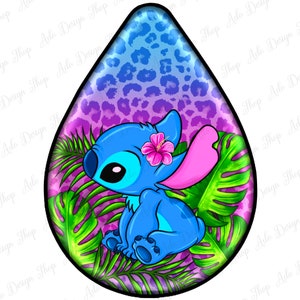 Stitch boucles d'oreilles en forme de larme png sublimation design bundle, Stitch png, boucles d'oreilles western en forme de larme png, personnage de film png, dessins à télécharger image 2