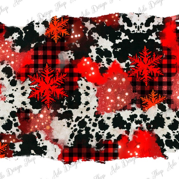 Western red glitter and cowhide Christmas background png sublimation design download, winter background png, sublimate designs download