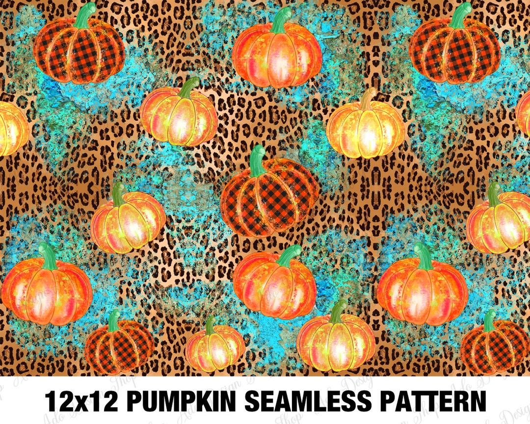 Tartan Fall Pumpkin Seamless Pattern Png, Fall Seamless Pattern, Fall ...