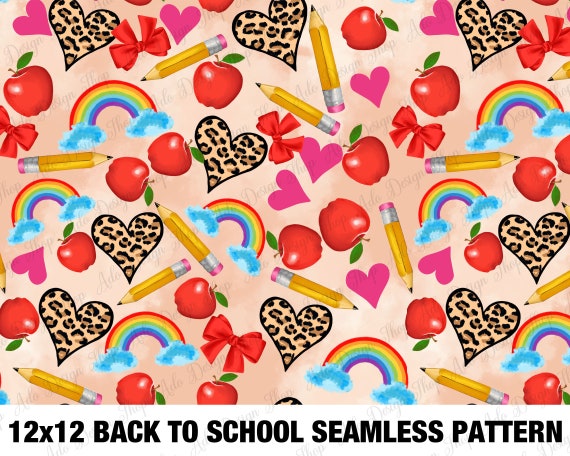 Back to School Seamless Pattern Png, Back to School Sublimation,School Png,School Seamless Pattern,Png Sublimation Design, Instant Download