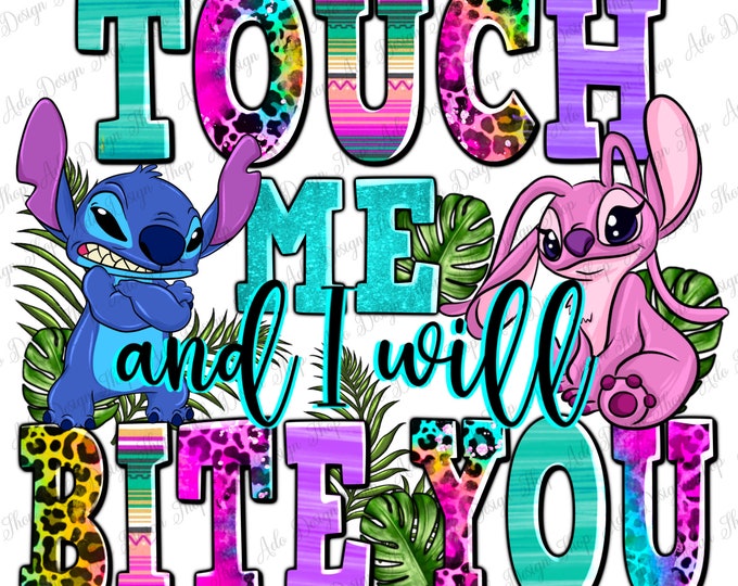 Stitch Touch Me And I Will Bite You G200 Navy Cotton Men TShirt Made In USA - T - Foto 3
