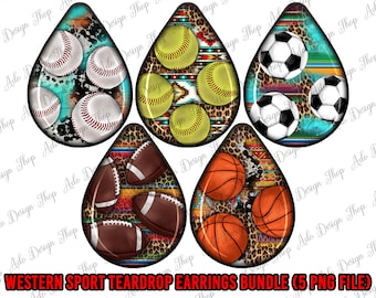 Western Sport Earrings Teardrop Bundle Png, Western Teardrop Png, Sport Teardrop Png, Western Teardrop Earrings Png, Instant Download